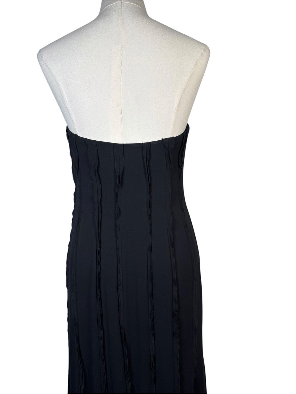 Ann Taylor Black Silk Strapless Evening Gown Maxi Dress A-Line Built-In Bra Sz 8 - Picture 6 of 10